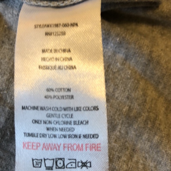 RAE DUNN ‘HAPPY’ T-SHIRT GREY MIX/WHITE LADIES XS SOFT COTTON/POLY BLEND - #335 - Picture 6 of 7